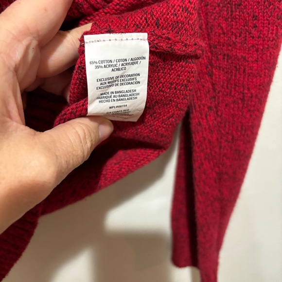 Chaps Quarter Zip Pullover Red Knit Winter Christmas Sweater Boy's Large 14/16 - Picture 6 of 8
